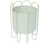AAMEN Metal Plant Pot with Decorative Stand - Indoor Outdoor Raised Planter, White Metal Planter with Green Wire Frame, Modern Flower Pot Holder for Home, Garden, Balcony Décor