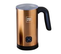 AAMEN Milk Frother Electric, Copper Heat & Eat Hot Chocolate Maker with Non-Stick Base/Removable Whisk with 4 Different Settings, Intelligent Temperature Control Silent Operation for Coffee (Gold)