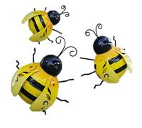 AAMEN Set of 3 Metal Ladybug & Bumble Bee Decorations, Metal Wall Art Hanging Ladybug & Bumble Bee Garden Ornaments Outdoor Indoor, Garden Ornaments Outdoor Lawn Bar Bedroom Living Room (Bumble Bee)