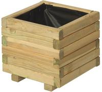 Aamen Square Wooden Planter, Outdoor Planter Box With Natural Timber Finish