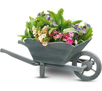 AAMEN Wheelbarrow Planter, Decorative Garden Planter for Outdoor Use Wheel barrow Planters (GREY)