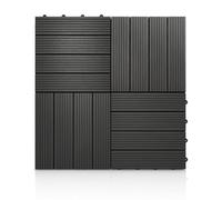 AAMEN Wood-Plastic Black Composite Decking Tiles Outdoor, Interlocking Non Slip Flooring Tile for Garden, Floor Patio Balcony Path Slab Deck Flooring Tub Surface Square 45cm (Pack 4)