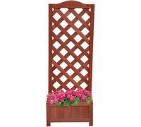 AAMEN Wooden Planters With Trellis, Rectangular Freestanding Trellis, Outdoor Raised Garden Bed for Climbing, Trough Planters Outdoor For Yard Garden_120x45x30(L x W x D) cm