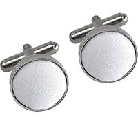 AAMERA Cufflinks for Men, Silver Tone Cuff Link Set for Weddings, Formal Dinners and Business Events, Round Shape with Bullet Back Toggle Closure, For All Cufflink Compatible Shirt (White)