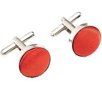 AAMERA Cufflinks for Men, Silver Tone Cuff Link Set for Weddings, Formal Dinners and Business Events, Round Shape with Bullet Back Toggle Closure, For All Cufflink Compatible Shirt (Red)
