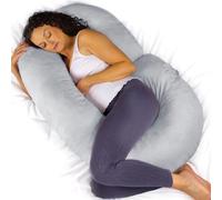 Aamira C Shaped Pregnancy Pillow Grey, 140X65X20Cm Shredded Memory Foam Full Body Maternity Cushion For Sleeping