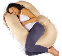 Aamira Cream Pregnancy Pillow, C Shaped Shredded Memory Foam Maternity Pillow, Full Body Support Pregnancy Pillows for Sleeping, Machine Washable & Removable Velvet Cover