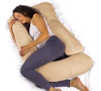 Aamira Cream Pregnancy Pillow, J Shaped Shredded Memory Foam Maternity Pillow, Full Body Support Pregnancy Pillows for Sleeping, Machine Washable & Removable Velvet Cover