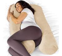 Aamira Cream Pregnancy Pillow, U Shaped Shredded Memory Foam Maternity Pillow, Full Body Support Pregnancy Pillows for Sleeping, Machine Washable & Removable Velvet Cover