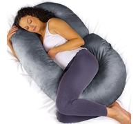 Aamira Dark Grey Pregnancy Pillow, C Shaped Shredded Memory Foam Maternity Pillow, Full Body Support Pregnancy Pillows for Sleeping, Machine Washable & Removable Velvet Cover