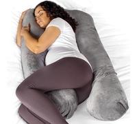 Aamira Dark Grey Pregnancy Pillow, U Shaped Shredded Memory Foam Maternity Pillow, Full Body Support Pregnancy Pillows for Sleeping, Machine Washable & Removable Velvet Cover