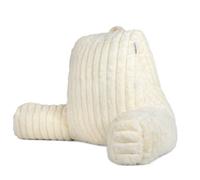 Aamira Deluxe Large Reading Pillow, Soft Ribbed Cream Faux Fur, Shredded Memory Foam Cuddle Cuddle Cushion Backrest Arm Support