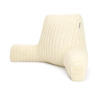 Aamira Faux Fur Ribbed Cream Reading Pillow, Large Shredded Memory Foam Backrest Cuddle Cushion with Arms & Back Pocket, Ideal for Back Support, Bed, Reading or Gaming Cushion