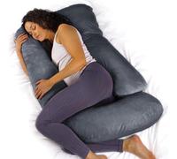 Aamira J Shaped Pregnancy Pillow Grey, 140X70X20Cm Shredded Memory Foam Full Body Maternity Cushion For Sleeping