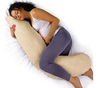 Aamira L Shaped Pregnancy Pillow Cream, 145X25X20Cm Shredded Memory Foam Full Body Maternity Cushion For Sleeping