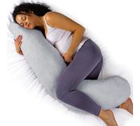 Aamira L Shaped Pregnancy Pillow Light Grey, 145X25X20Cm Shredded Memory Foam Full Body Maternity Cushion For Sleeping