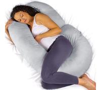 Aamira Light Grey Pregnancy Pillow, C Shaped Shredded Memory Foam Maternity Pillow, Full Body Support Pregnancy Pillows for Sleeping, Machine Washable & Removable Velvet Cover