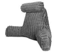 Aamira Luxurious Xl Reading Pillow Detachable Headrest, Soft Ribbed Grey Faux Fur, Memory Foam Cuddle Cuddle Cushion Backrest
