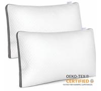 Aamira Luxury Shredded Memory Foam Bed Pillow 70X45Cm 2 Pack, Orthopaedic Neck Back & Side Support, Bamboo Washable Cover
