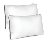 Aamira Luxury Shredded Memory Foam Bed Pillows 2 Pack 70x45cm, Orthopaedic Neck & Shoulder Support, Hypoallergenic, Adjustable Height, Removable Washable Bamboo Cover, for All Sleep Positions