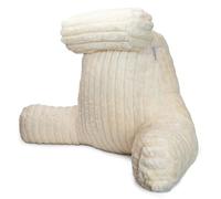 Aamira Reading Pillow, Memory Foam, Headrest, Faux Fur Ribbed Cover, Cream
