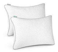 Aamira Shredded Cooling Memory Foam Bed Pillows 2 Pack 70x45cm, Orthopaedic Neck & Shoulder Support, Hypoallergenic, Adjustable Height, Removable Washable Cover, Ideal for Stomach, Back & Side Sleeper