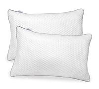 Aamira Shredded Memory Foam Bed Pillows 2 Pack 70x45cm, Orthopaedic Neck & Shoulder Support, Hypoallergenic, Adjustable Height, Removable Washable Bamboo Cover, Ideal for Stomach, Back & Side Sleepers