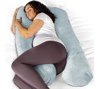 Aamira U Shaped Pregnancy Pillow Blue & Grey, 135X75X20Cm Shredded Memory Foam Full Body Maternity Cushion For Sleeping