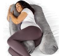 Aamira U Shaped Pregnancy Pillow Grey, 135X75X20Cm Shredded Memory Foam Full Body Maternity Cushion For Sleeping