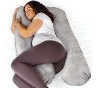 Aamira U Shaped Pregnancy Pillow Light Grey, 130X75X20Cm Shredded Memory Foam Full Body Maternity Cushion For Sleeping
