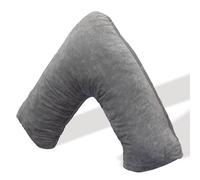 Aamira V Shaped Pillow Dark Grey Crushed Velvet Memory Foam Support Cushion Aamira Dark Grey
