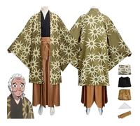 AAmron Complete Set Anime Character Haganezuka Hotaru Cosplay Costume For Demon Slayer Kimono Cape&Wig Set for Halloween Party,A-L