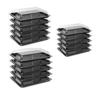 Aanaabiaa Large Sandwich Platter Trays with Lids - Black Catering Tray for Food, Cake, Buffet & Party - Durable Rectangle Serving Trays with Clear Lids for Events, Parties & Catering Use (15)