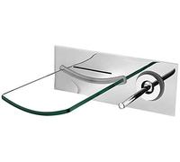 AANAN Faucets,Wall Mounted Copper Concealed Glass Waterfall Bathroom Sink Mixer Tap Oil Rubbed Led Basin Faucet