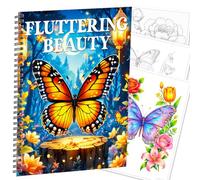 Aannanl Adult Colouring Books - Butterfly Flower Pattern,Mindfulness Colouring Books for Adults Spiral Adult Colouring Book for Women to Relaxing,Anxiety Relieve and Stress Relief - 20 Pages