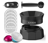 AANQQ Reusable Vertuo Pods Kit: Vertuo Refillable Pods for Faster Seal - 53 Count Aluminum Foil Seal Lids (Black) for VertuoLine Machines
