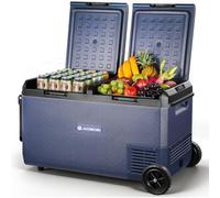 AAOBOSI 75L Car Fridge, Camping Fridge Freezer Dual Zone with Wheels & Pull Handle, IPX4 Waterproof, APP Control, 12V/240V, -20°C to 20°C - Ideal for Campervan, Truck, Boat, Motorhome, Travel & Picnic
