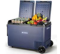 AAOBOSI 95L Car Fridge, Camping Fridge Freezer Dual Zone with Wheels & Pull Handle, IPX4 Waterproof, APP Control, 12V/240V, -20°C to 20°C - Ideal for Campervan, Truck, Boat, Motorhome, Travel & Picnic