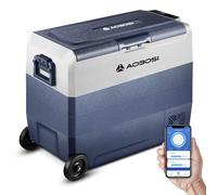 AAOBOSI Car Fridge 60L, Camping Fridge Dual Zone, WIFI APP Control, -20°C-20°C Portable Freezer 12/24V DC and 100-240V AC for Campervan, Driving, Travel, RV, Outdoor, Picnic