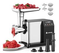 AAOBOSI Electric Meat Grinder [3000W MAX], Meat Mincer with LCD Display & Reverse Function, Sausage Maker with 3 Different Cutting Plates & Kibbe Attachment for Home Use