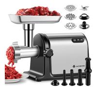 AAOBOSI Meat Grinder Electric, Meat Grinder Heavy Duty with 2 Stainless Steel Blades & 4 Grinding Plates, Sausage Maker & Kibbe Kit for Home Kitchen & Commercial Using, Shining Silver