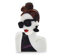 AAOCLO Brooches Brooches Acrylic Black Glass Red Lip Lady Brooches for Women 2-Color Beauty Sexy Girl Figure Office Party Brooch Pin Gifts Brooches (Size : Brown)