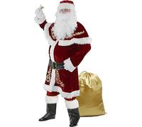 AAONYX Santa Claus Costume for Men 12pcs Christmas Set Deluxe Velvet Adult Santa Suit,4XL