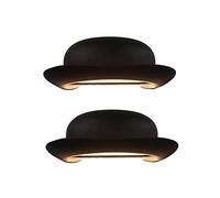 AAOTE Industrial Wall Light Modern Bowler Hat Style, Aluminum Wall Lamp Indoor Outdoor Lighting, 2 Pack LED Wall Wash Lights for Bedroom Corridor Shops Patio, Warm White 3000K, Waterproof,Black