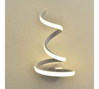 AAOTE Nordic Modern Minimalist LED Wall Light 24W Bedroom Bedside Lighting White Acrylic Curved Spiral Reading Light Metal Chrome Finish Hanging Wall Lamp Hard Line Creative Studio Wall Sconce