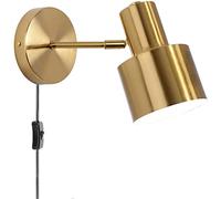 AAOTE Plug in Gold Wall Sconces Vintage Reading Wall Lamp with Plug in Cord and On/Off Switch Industrial Adjustable Bedside Wall Lights E27 Base Rotatable Wall Light Indoor for Bedroom Living Room