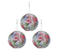 AAOTE Solar Hanging Lanterns Painted Chinese Lanterns LED Round Garden Lantern, Outdoor Waterproof Solar Paper Lanterns Garden Hanging Decor for Patio Yard Pathway Decorations