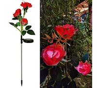 AAOTE Solar Rose Lights,Solar Flowers Garden Lights,3 Heads Rose Light Outdoor Waterproof,Solar Pathway Lights Garden Stake Lights for Lawn, Patio, Backyard