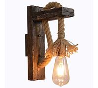 AAOTE Vintage Retro Wall Light Industrial Rustic Wood Wall Lamp Indoor Hemp Rope Lamp for Living Room Bedroom Bar Coffee, Wooden Wall Lamp E27 Sconce Lighting Fixture,C