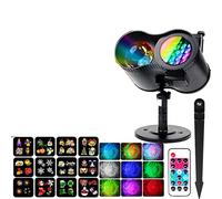 AAOTE Water Wave Christmas Projector Light, 2-in-1 Moving 12 Patterns Projector Lamp IP44 Waterproof For New Year Birthday Party Garden Effect Lamp (Color : Black, Size : 4pcs)